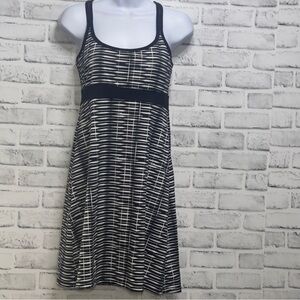 Lola Black White Abstract Crossed Double Spaghetti Strap Athletic Summer Dress S